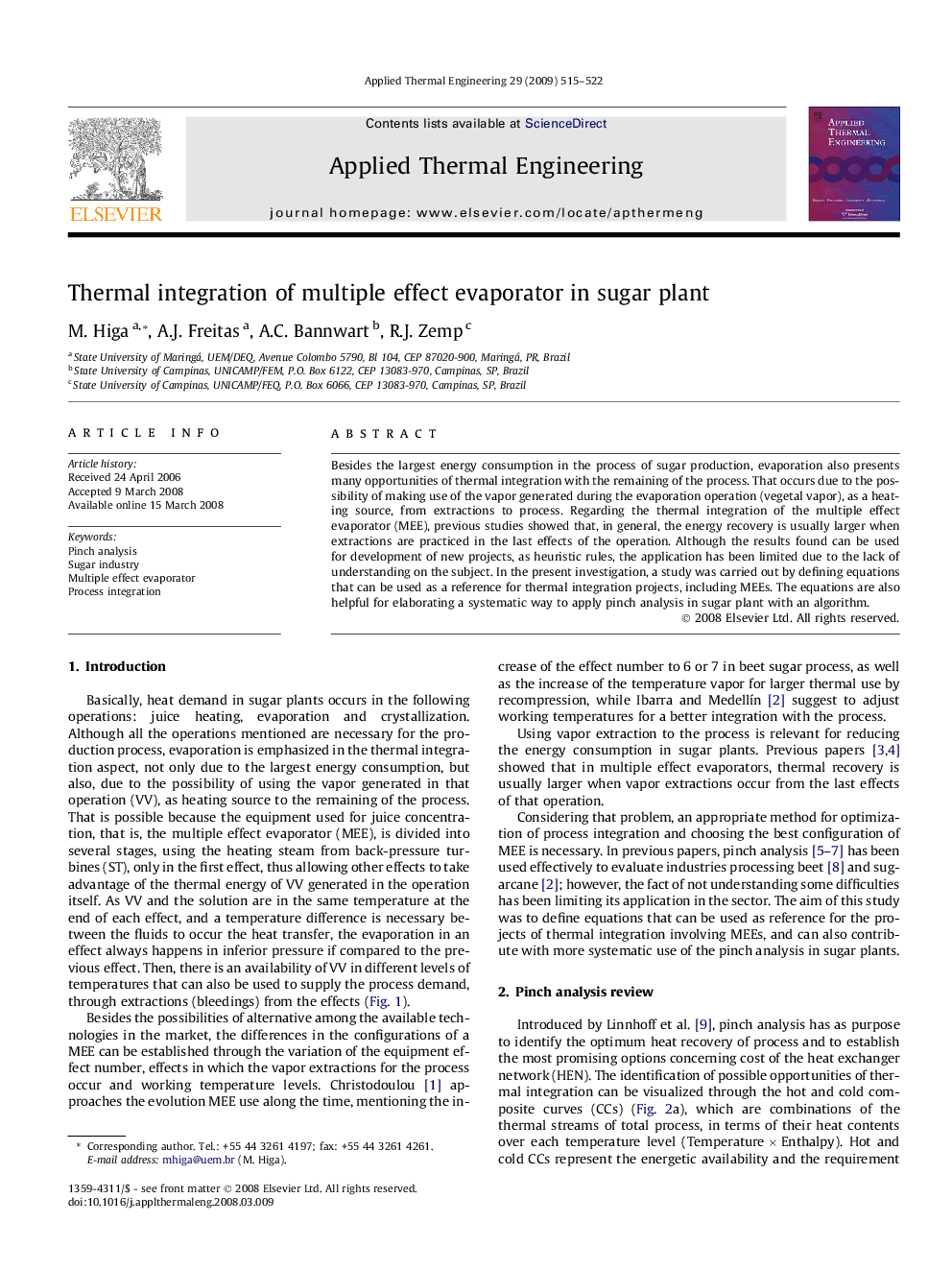 Thermal integration of multiple effect evaporator in sugar plant