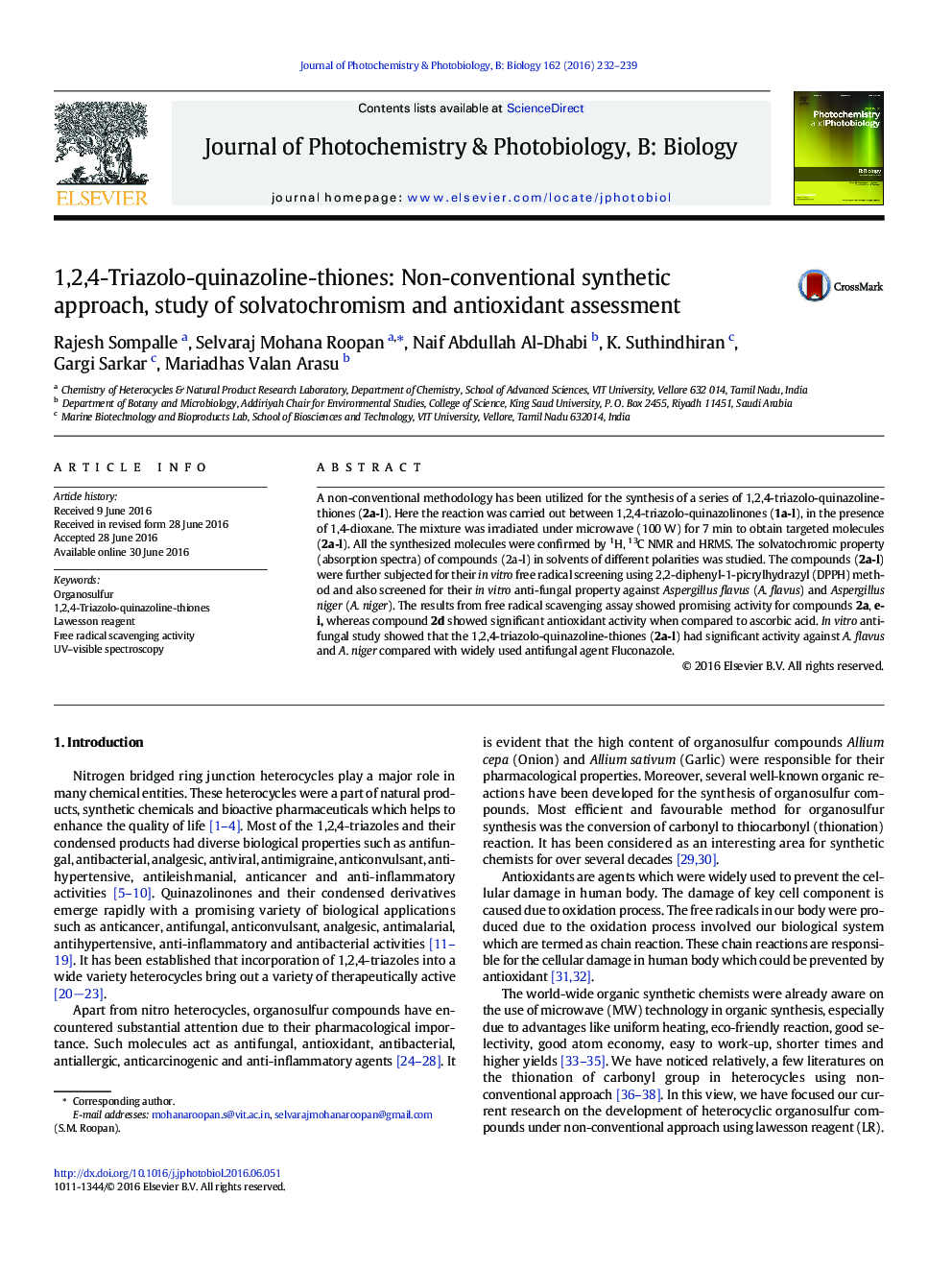 1,2,4-Triazolo-quinazoline-thiones: Non-conventional synthetic approach, study of solvatochromism and antioxidant assessment