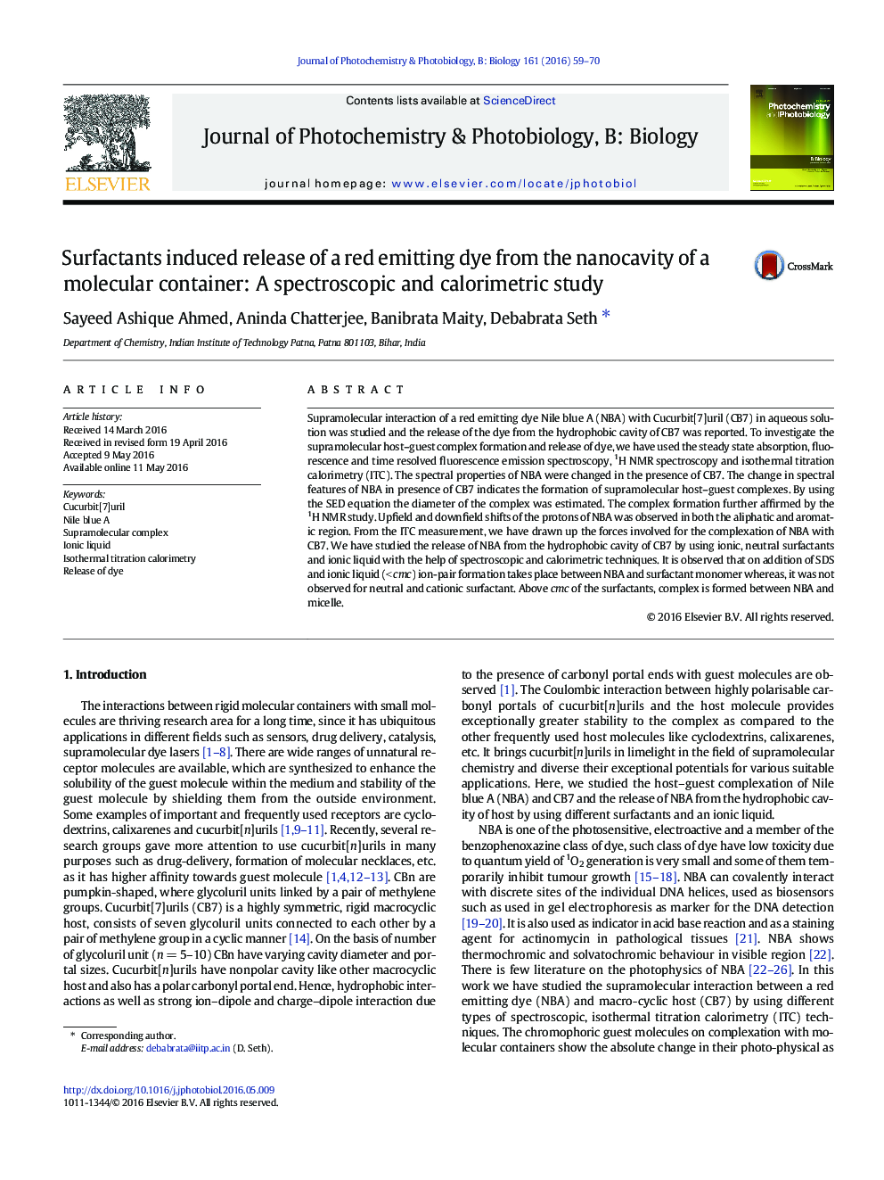 Surfactants induced release of a red emitting dye from the nanocavity of a molecular container: A spectroscopic and calorimetric study