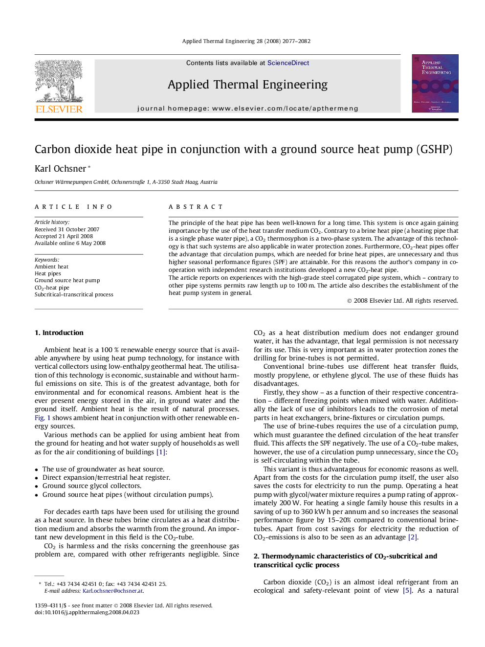 Carbon dioxide heat pipe in conjunction with a ground source heat pump (GSHP)