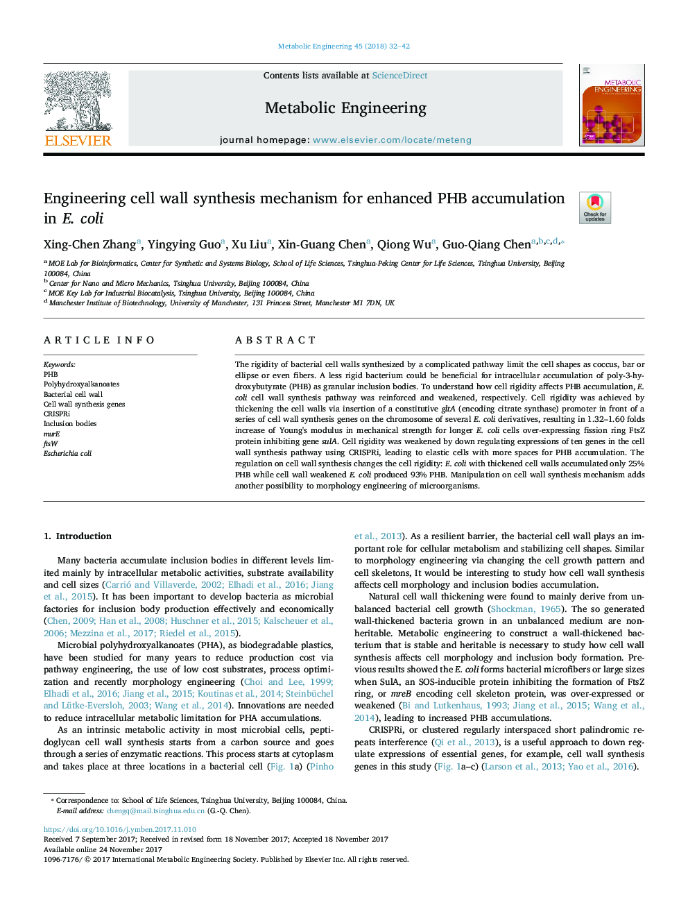 Engineering cell wall synthesis mechanism for enhanced PHB accumulation in E. coli