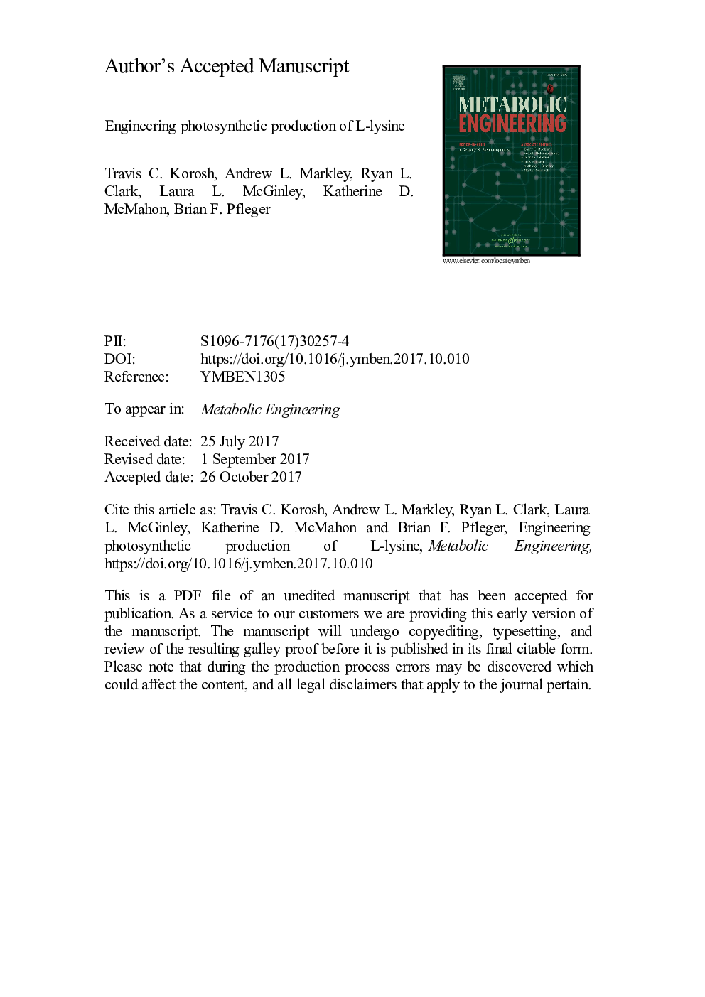 Engineering photosynthetic production of L-lysine