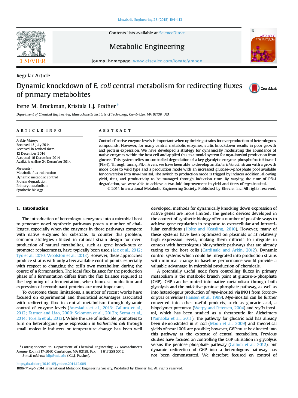 Dynamic knockdown of E. coli central metabolism for redirecting fluxes of primary metabolites