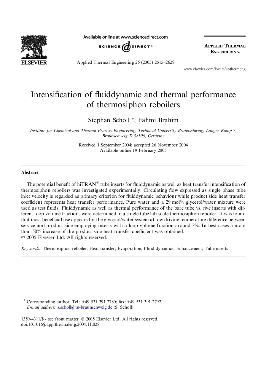 Intensification of fluiddynamic and thermal performance of thermosiphon reboilers