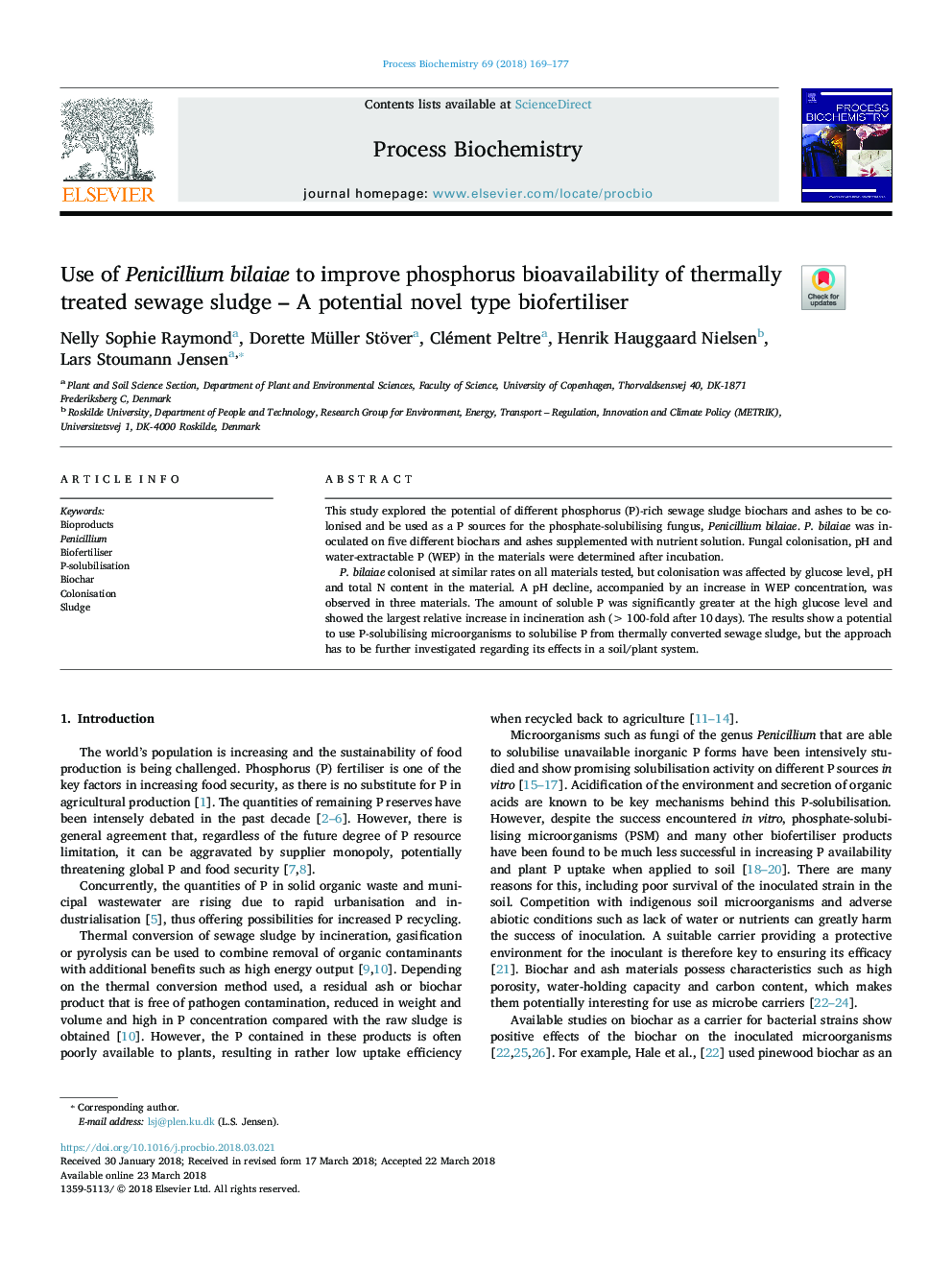 Use of Penicillium bilaiae to improve phosphorus bioavailability of thermally treated sewage sludge - A potential novel type biofertiliser