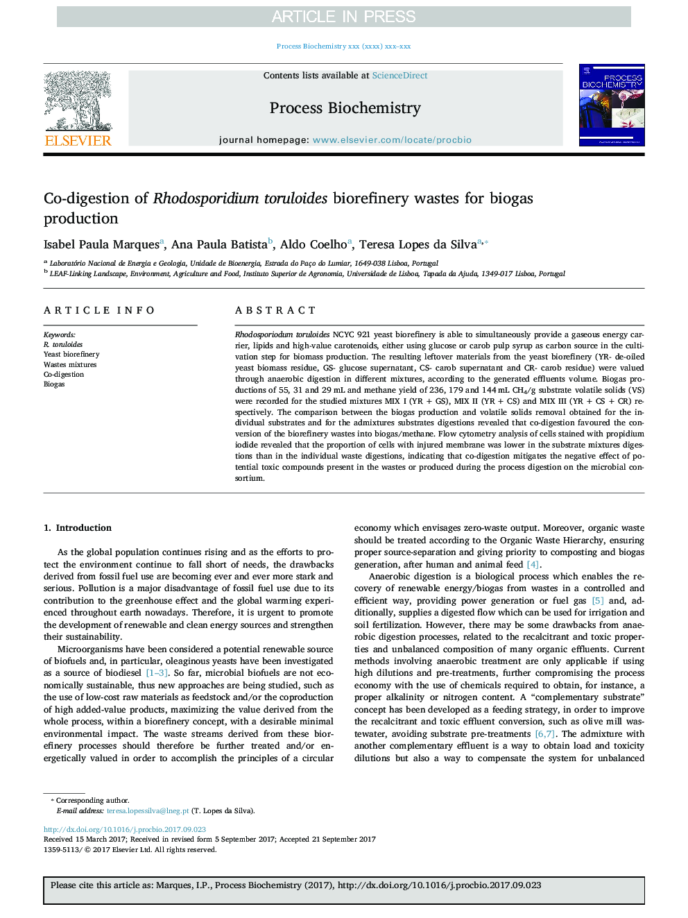 Co-digestion of Rhodosporidium toruloides biorefinery wastes for biogas production