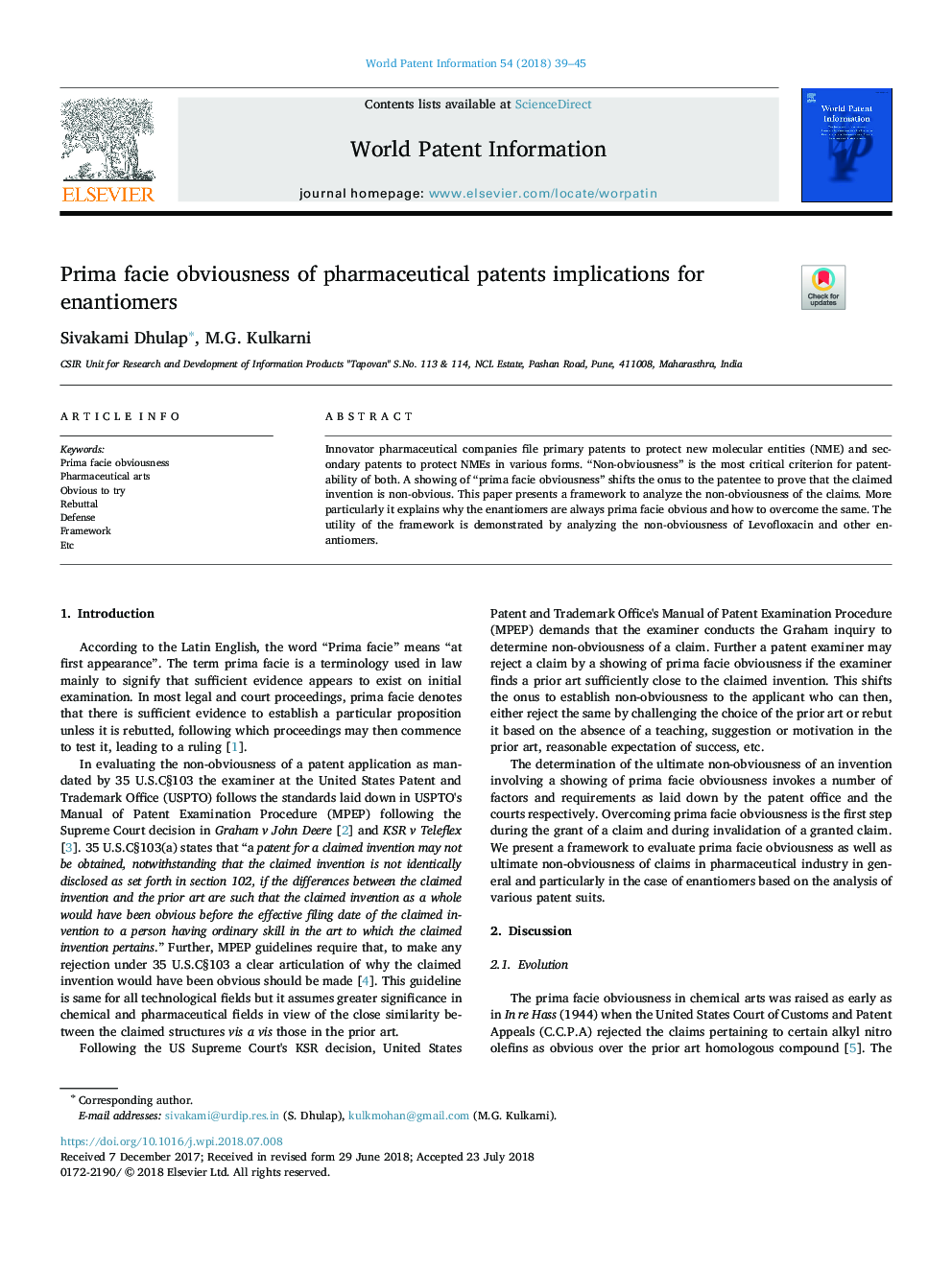 Prima facie obviousness of pharmaceutical patents implications for enantiomers