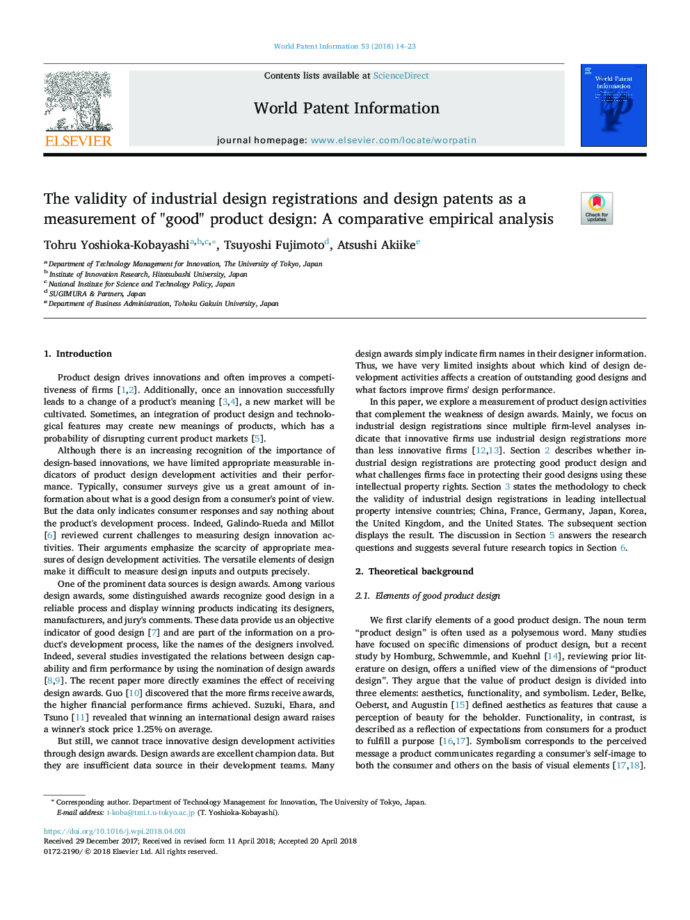 The validity of industrial design registrations and design patents as a measurement of "good" product design: A comparative empirical analysis