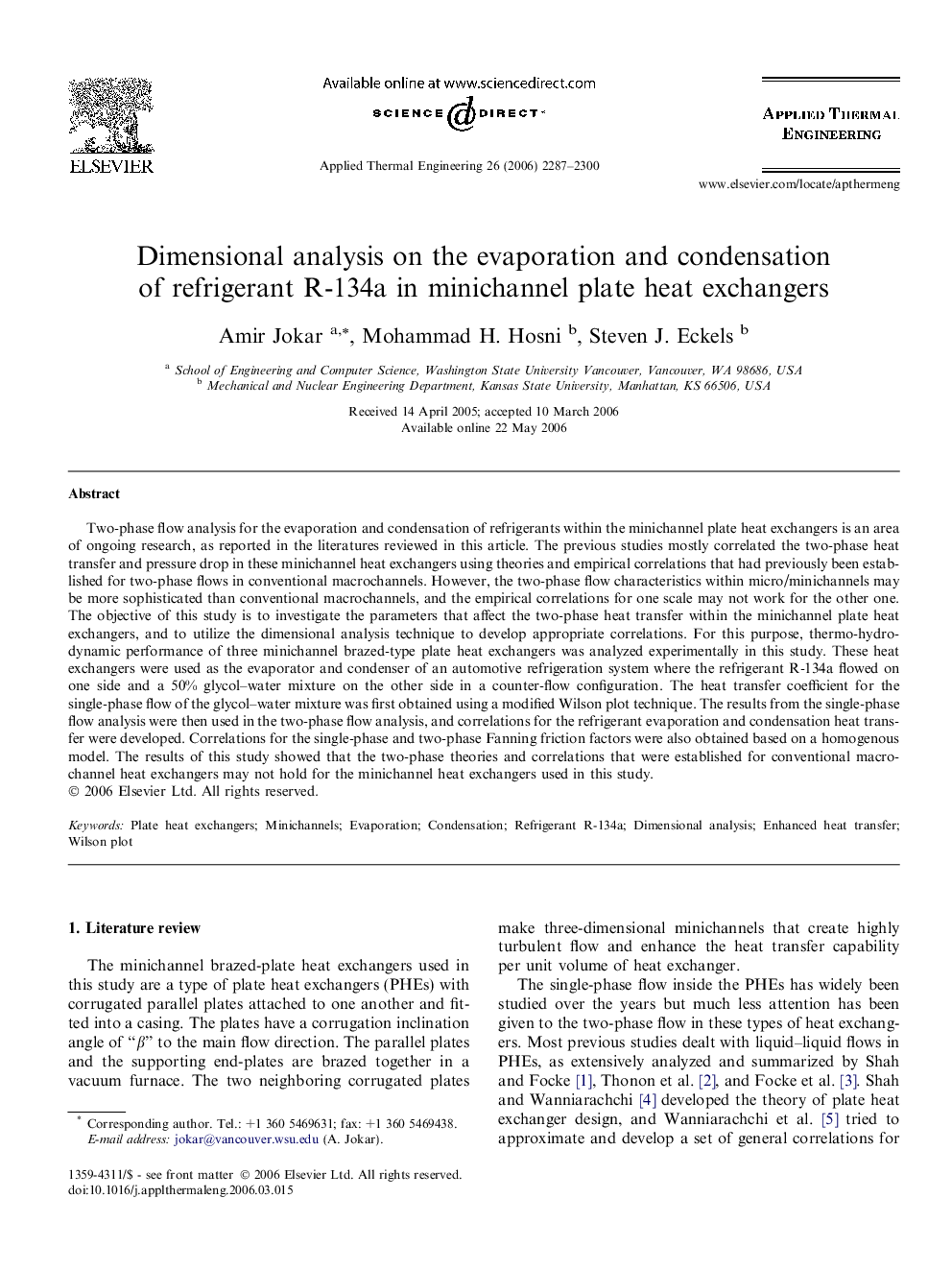 Dimensional analysis on the evaporation and condensation of refrigerant R-134a in minichannel plate heat exchangers