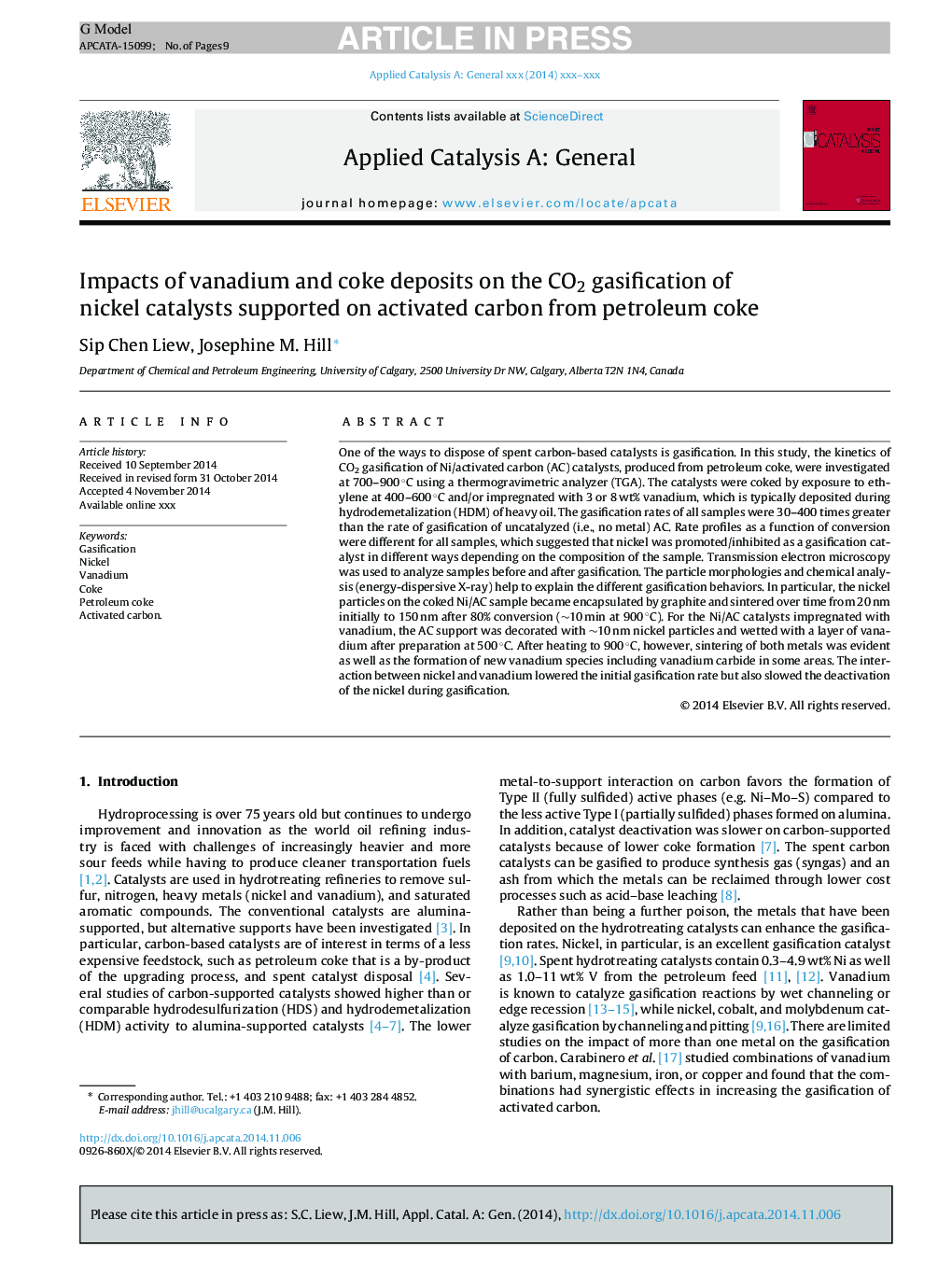 Impacts of vanadium and coke deposits on the CO2 gasification of nickel catalysts supported on activated carbon from petroleum coke