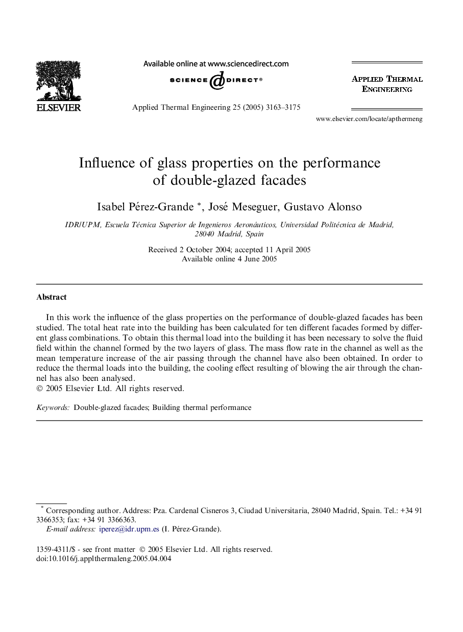 Influence of glass properties on the performance of double-glazed facades