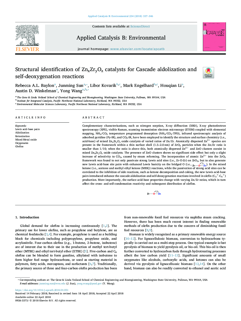 Structural identification of ZnxZryOz catalysts for Cascade aldolization and self-deoxygenation reactions