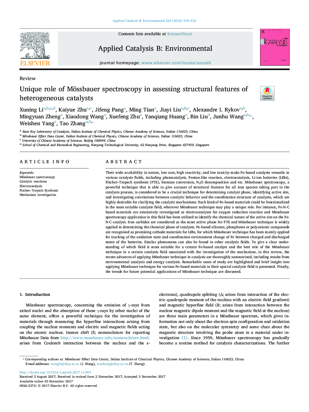 Unique role of Mössbauer spectroscopy in assessing structural features of heterogeneous catalysts