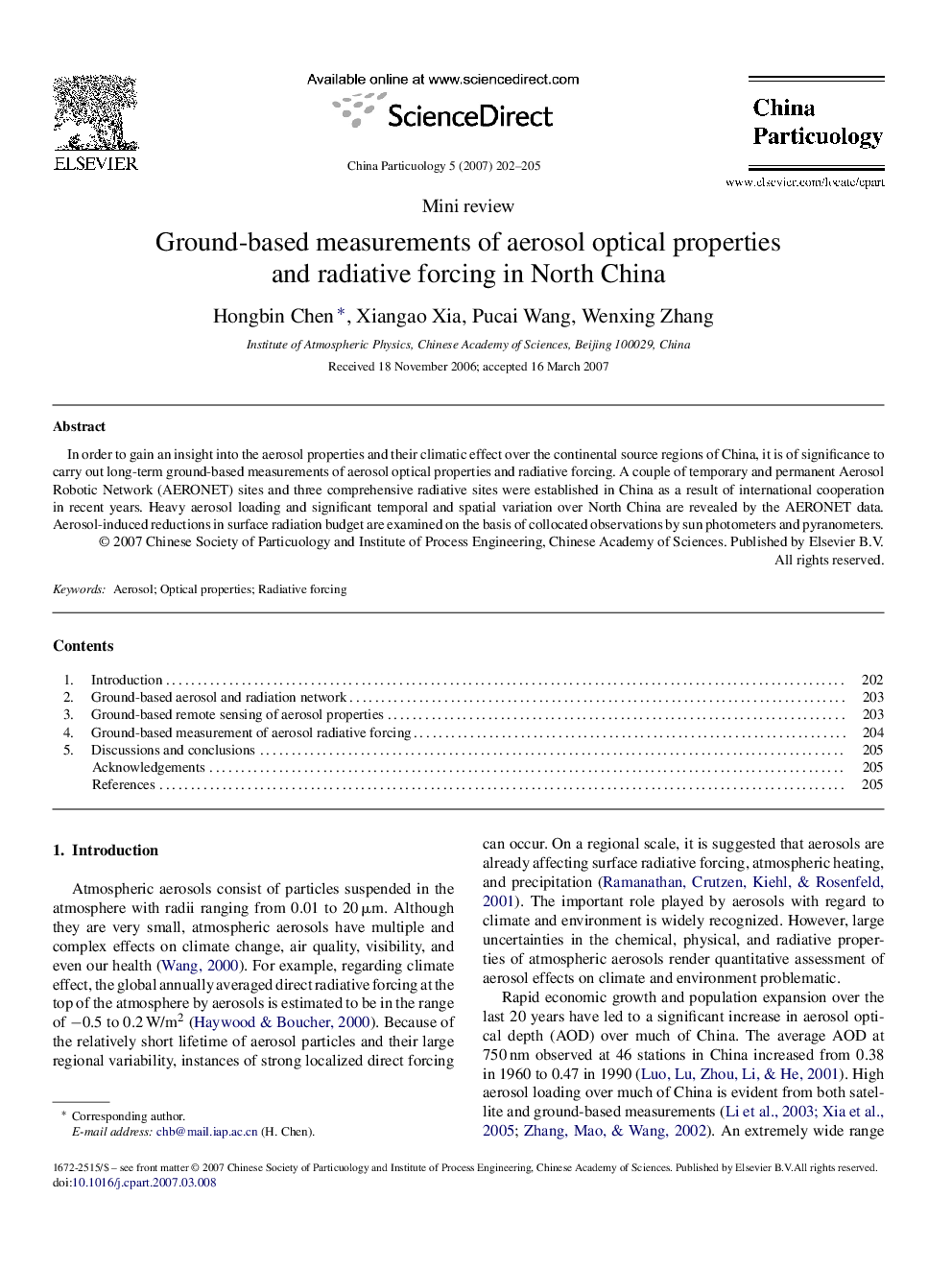 Ground-based measurements of aerosol optical properties and radiative forcing in North China