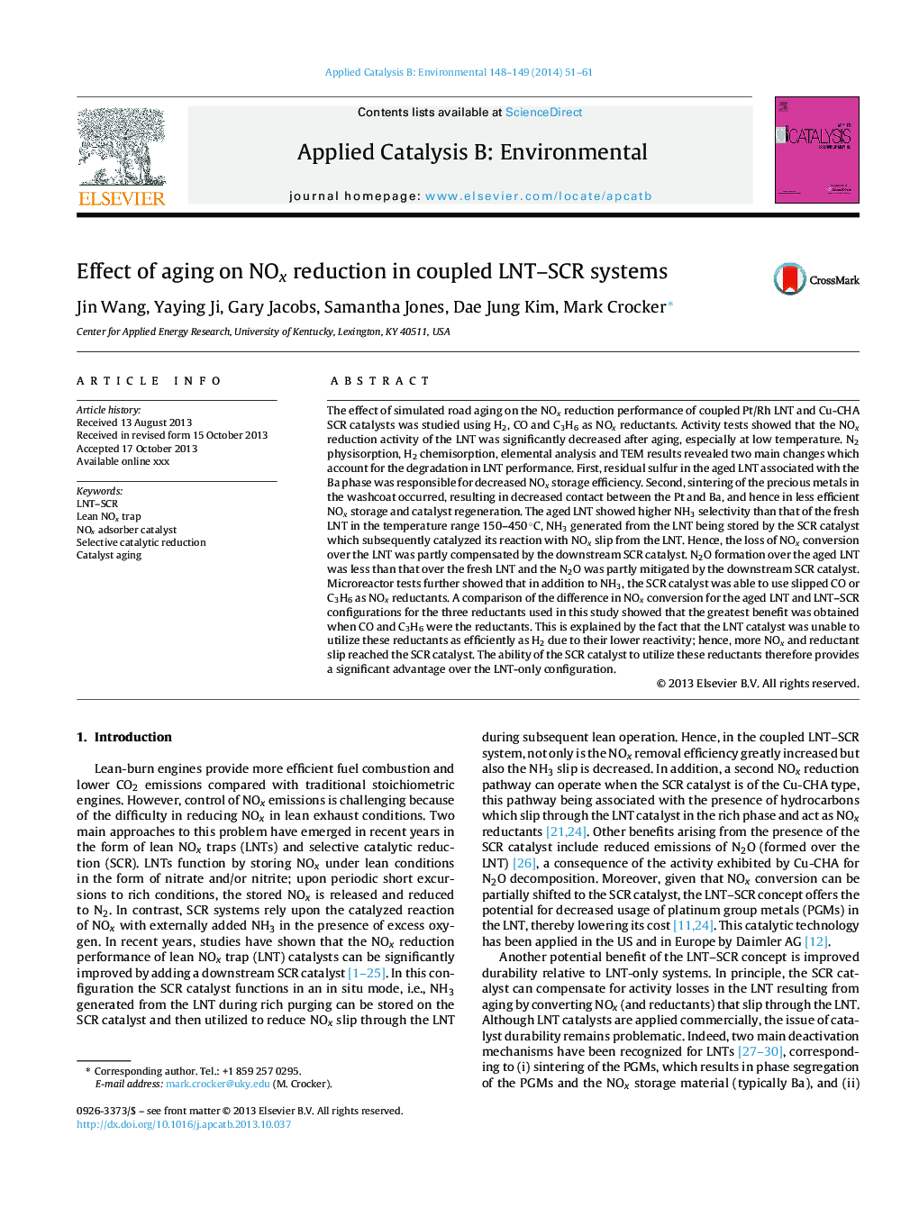 Effect of aging on NOx reduction in coupled LNT-SCR systems