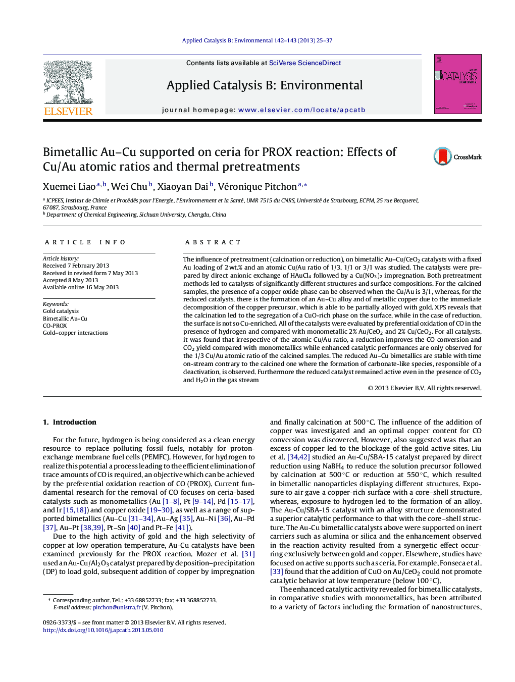 Bimetallic Au-Cu supported on ceria for PROX reaction: Effects of Cu/Au atomic ratios and thermal pretreatments