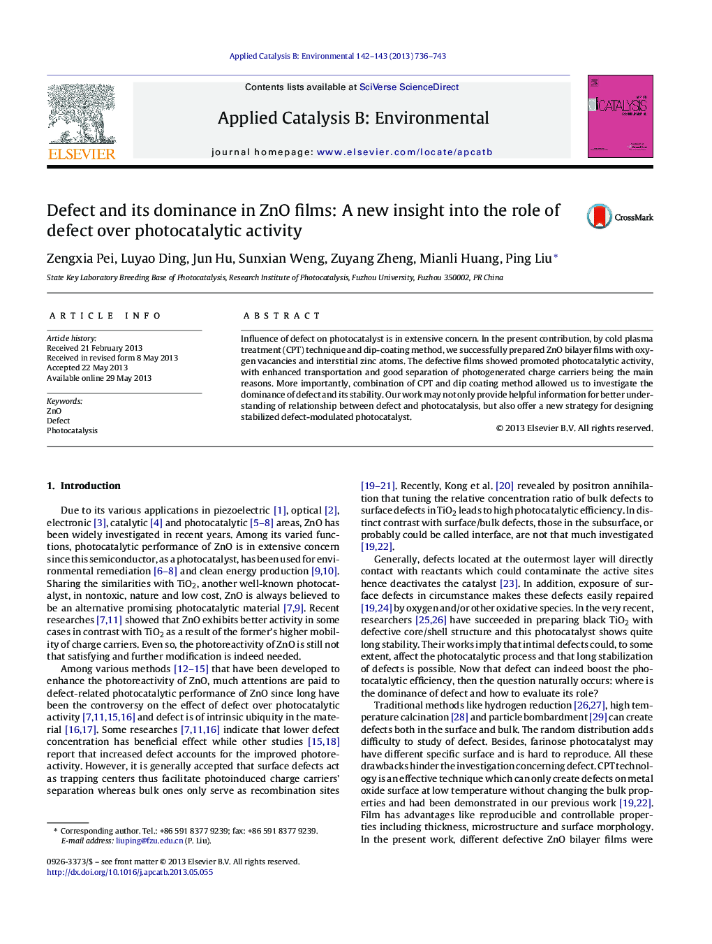 Defect and its dominance in ZnO films: A new insight into the role of defect over photocatalytic activity