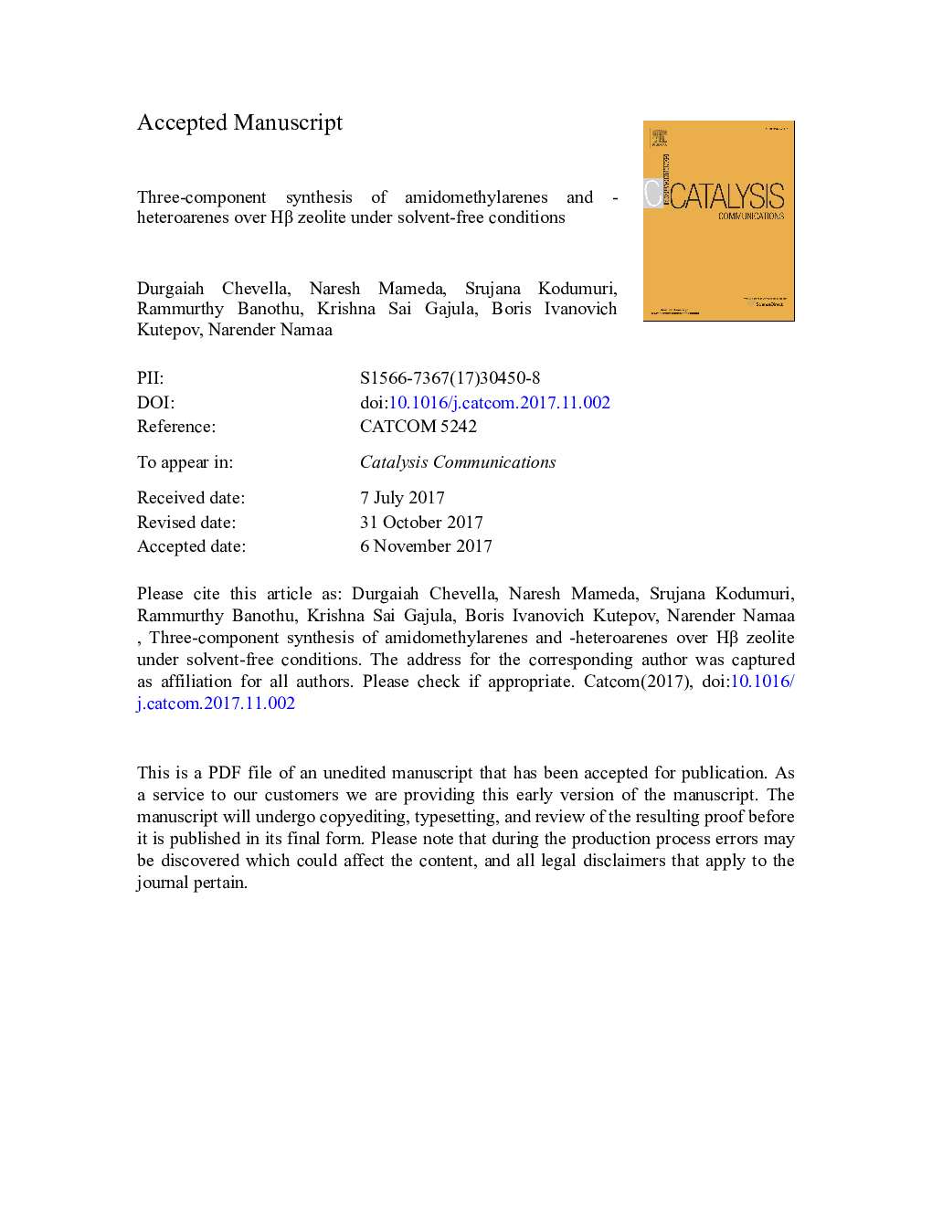 Three-component synthesis of amidomethylarenes and -heteroarenes over HÎ² zeolite under solvent-free conditions