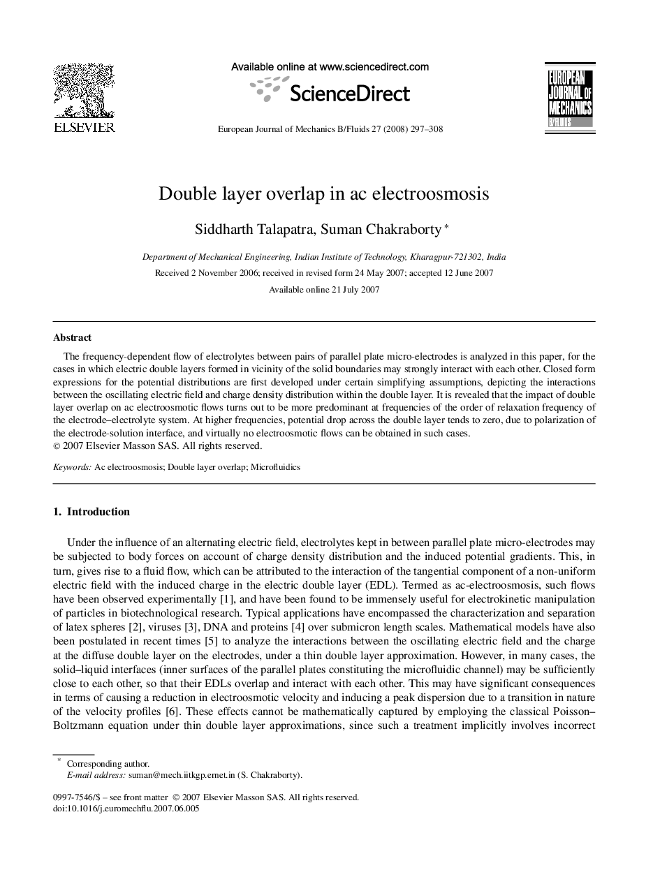 Double layer overlap in ac electroosmosis