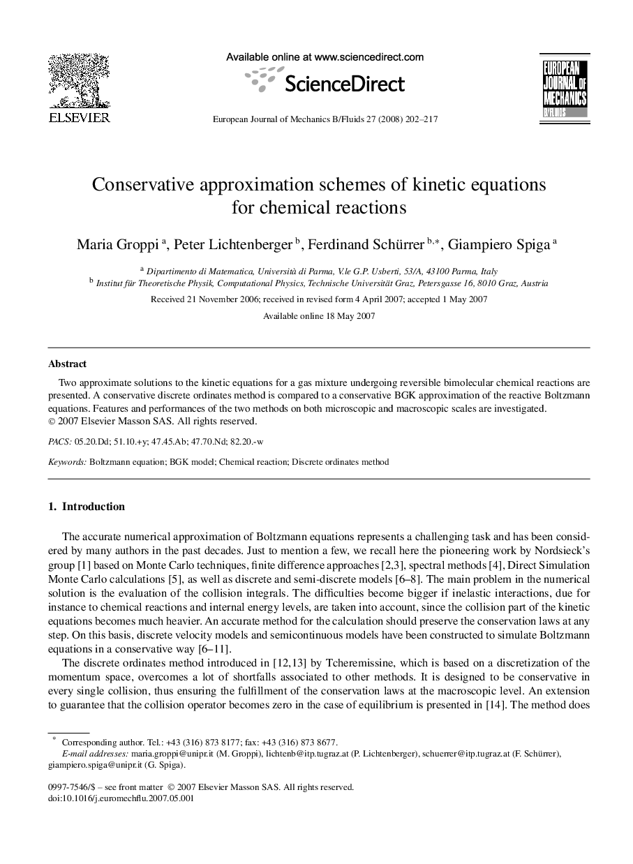 Conservative approximation schemes of kinetic equations for chemical reactions