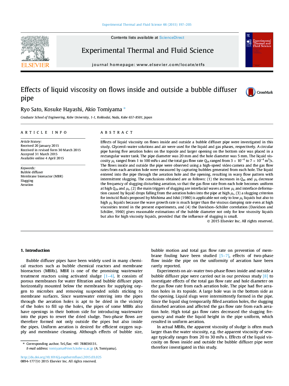 Effects of liquid viscosity on flows inside and outside a bubble diffuser pipe