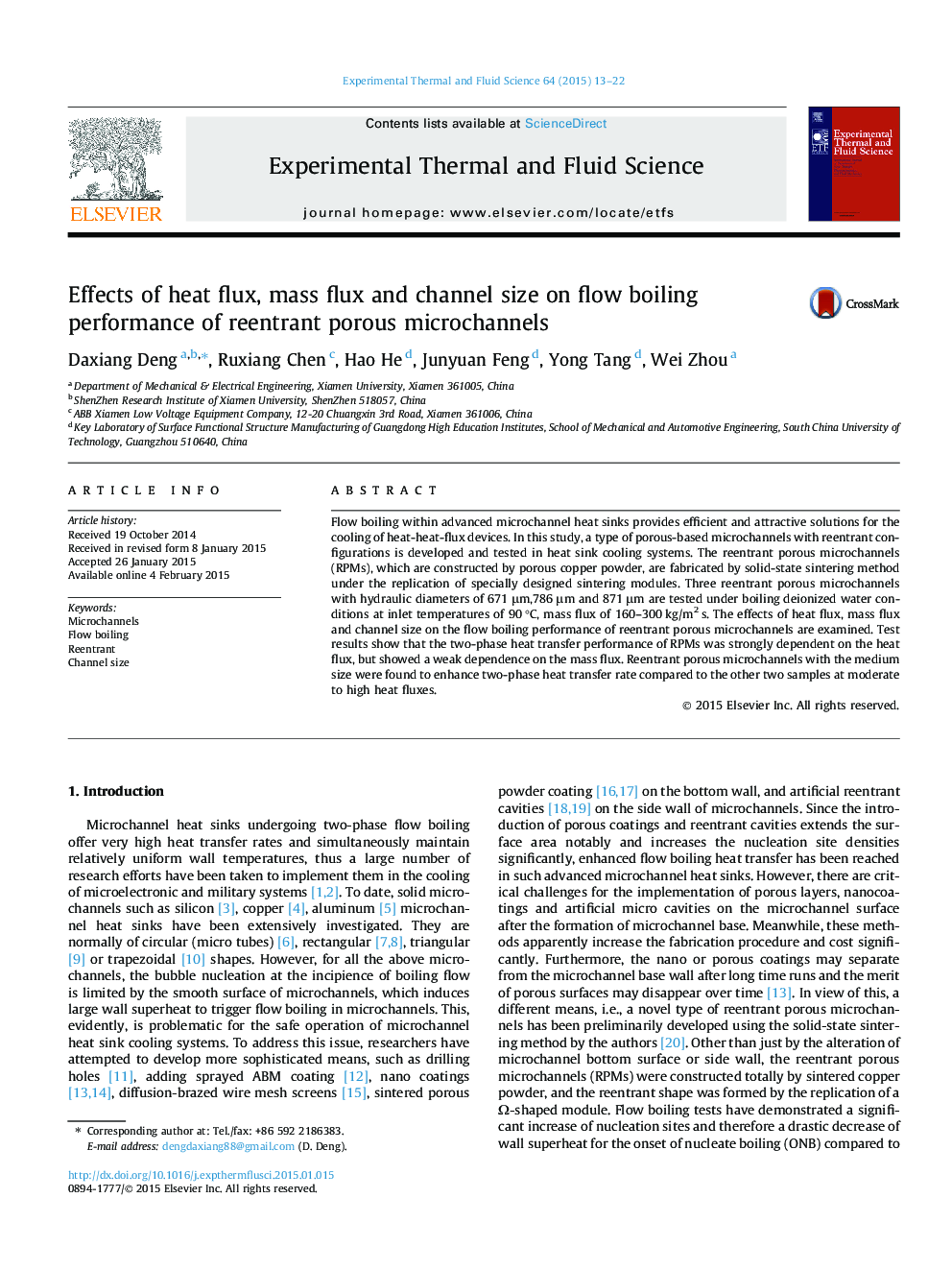 Effects of heat flux, mass flux and channel size on flow boiling performance of reentrant porous microchannels