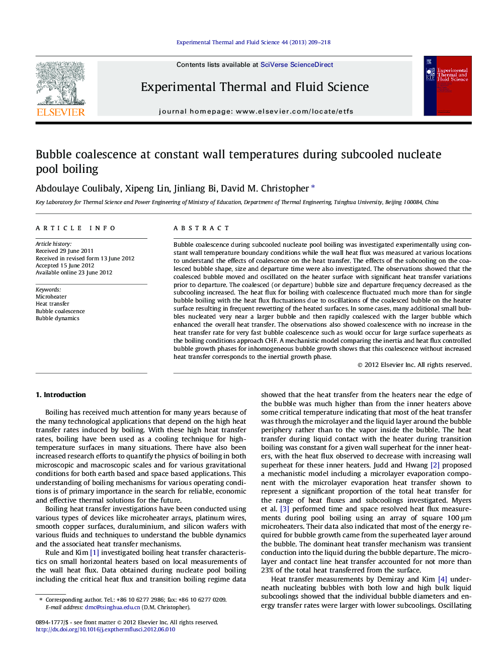 Bubble coalescence at constant wall temperatures during subcooled nucleate pool boiling