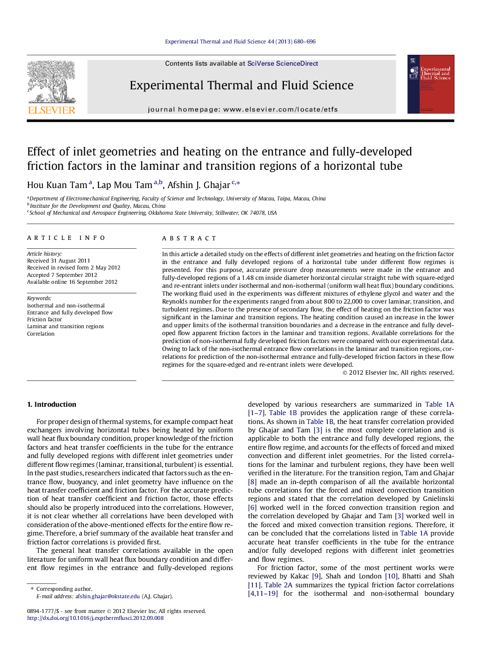 Effect of inlet geometries and heating on the entrance and fully-developed friction factors in the laminar and transition regions of a horizontal tube