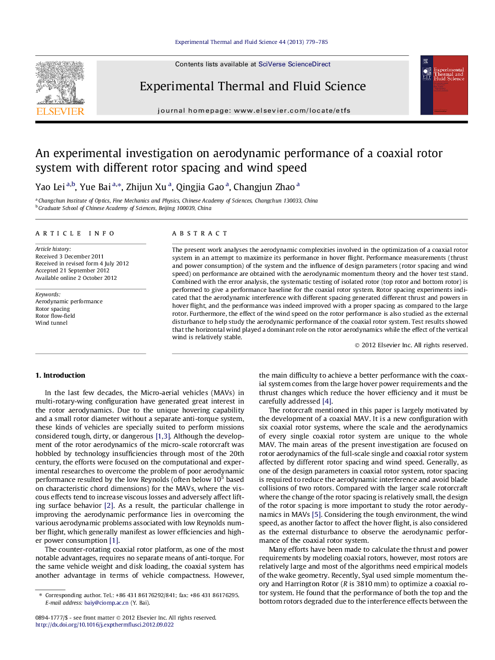 An experimental investigation on aerodynamic performance of a coaxial rotor system with different rotor spacing and wind speed