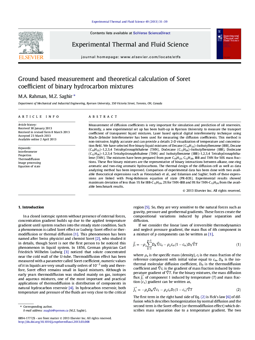 Ground based measurement and theoretical calculation of Soret coefficient of binary hydrocarbon mixtures