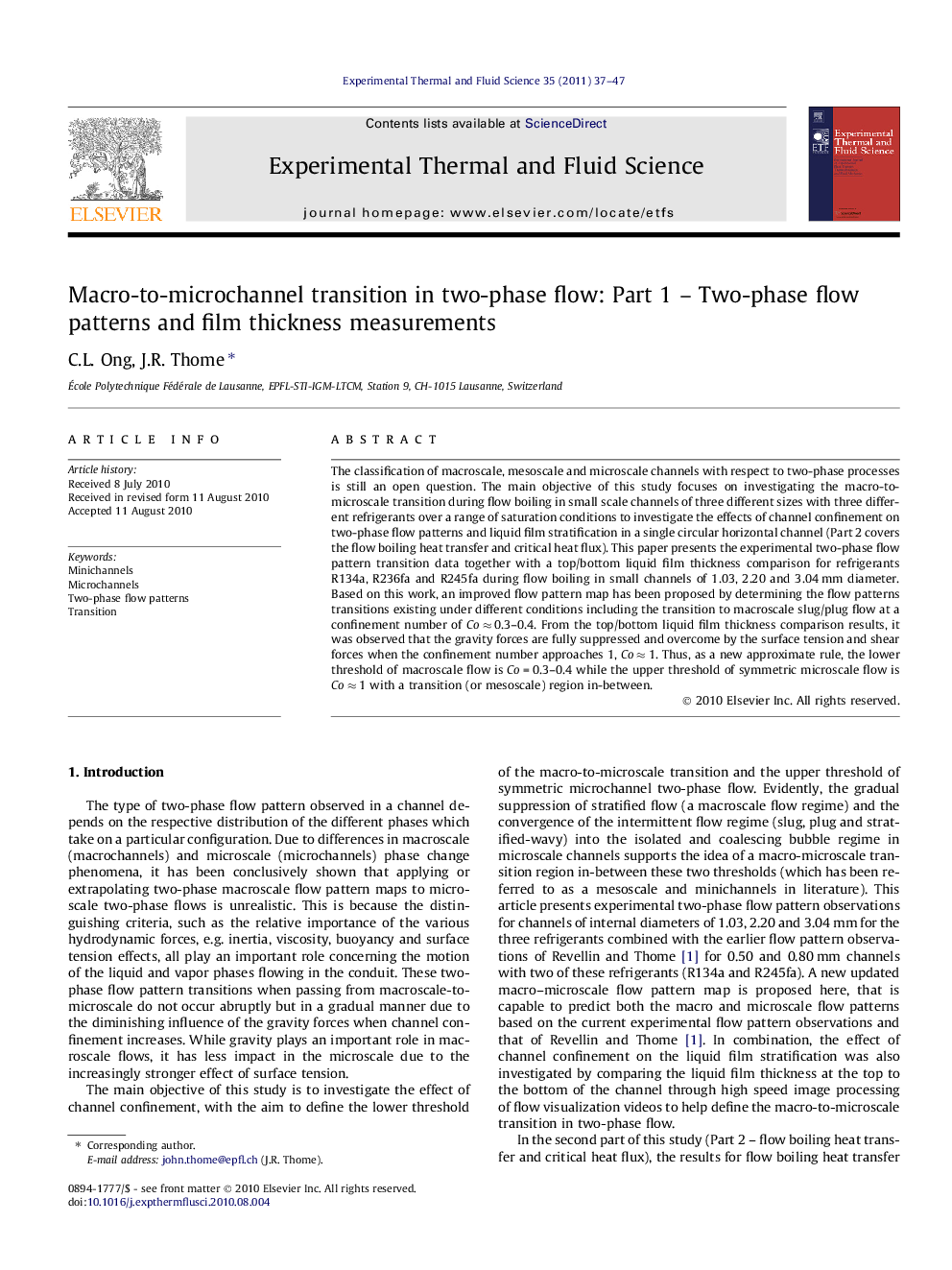 Macro-to-microchannel transition in two-phase flow: Part 1 – Two-phase flow patterns and film thickness measurements