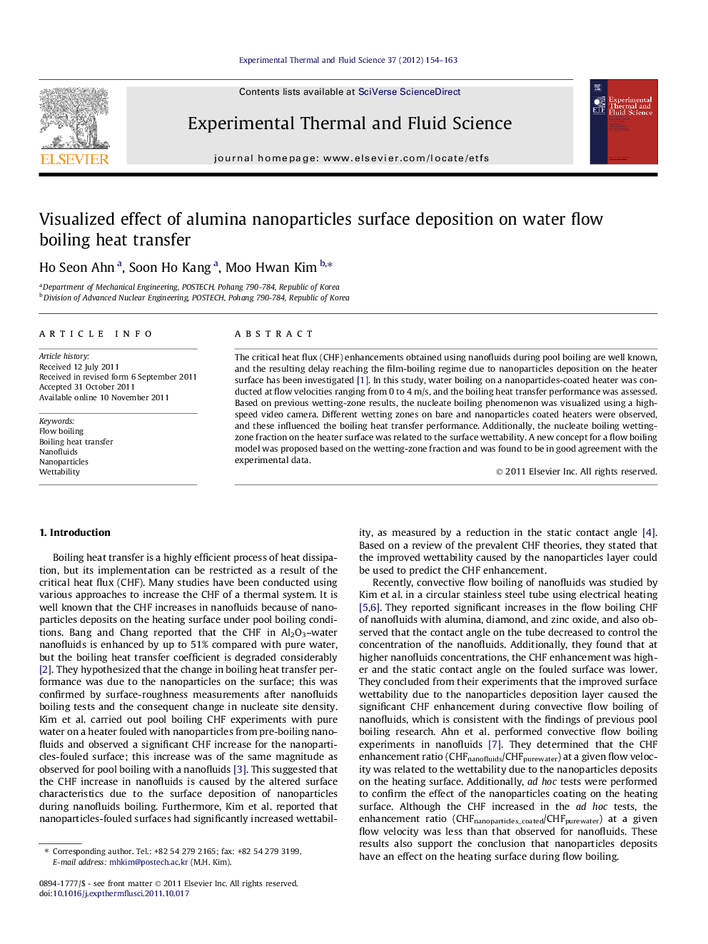 Visualized effect of alumina nanoparticles surface deposition on water flow boiling heat transfer