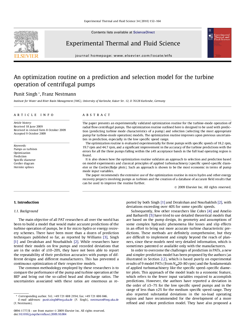 An optimization routine on a prediction and selection model for the turbine operation of centrifugal pumps