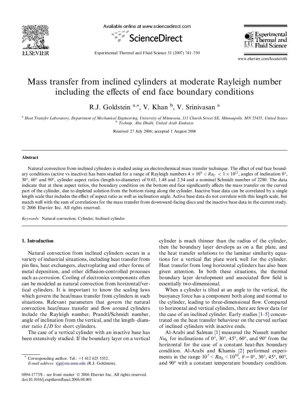 Mass transfer from inclined cylinders at moderate Rayleigh number including the effects of end face boundary conditions