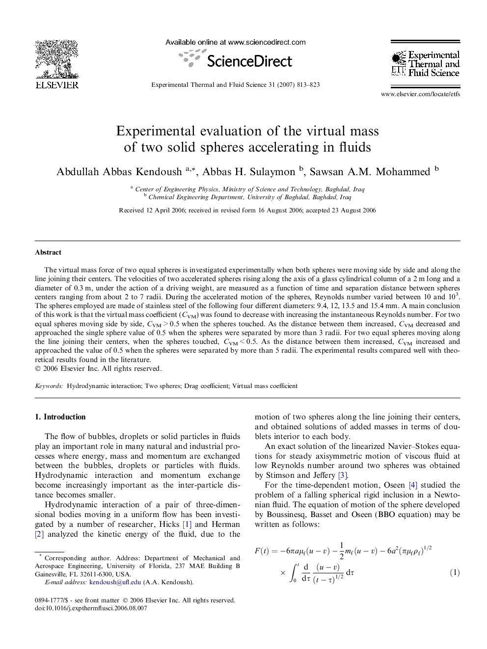 Experimental evaluation of the virtual mass of two solid spheres accelerating in fluids