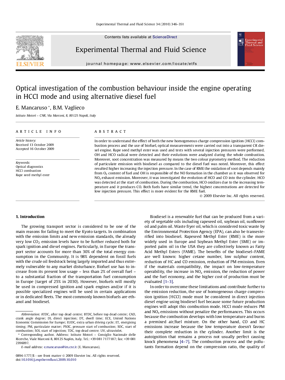 Optical investigation of the combustion behaviour inside the engine operating in HCCI mode and using alternative diesel fuel