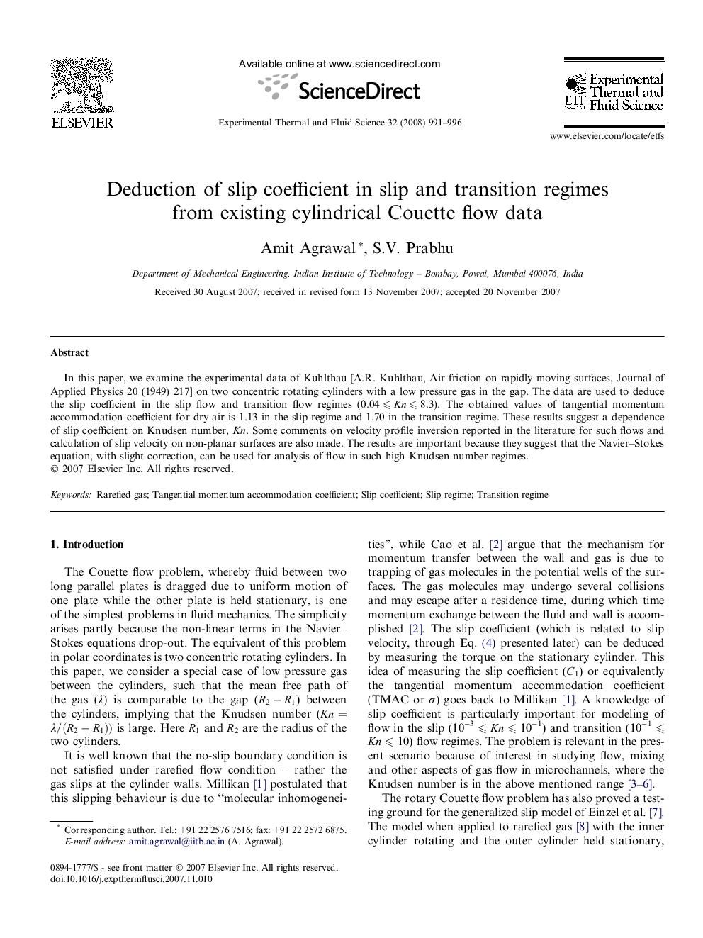 Deduction of slip coefficient in slip and transition regimes from existing cylindrical Couette flow data