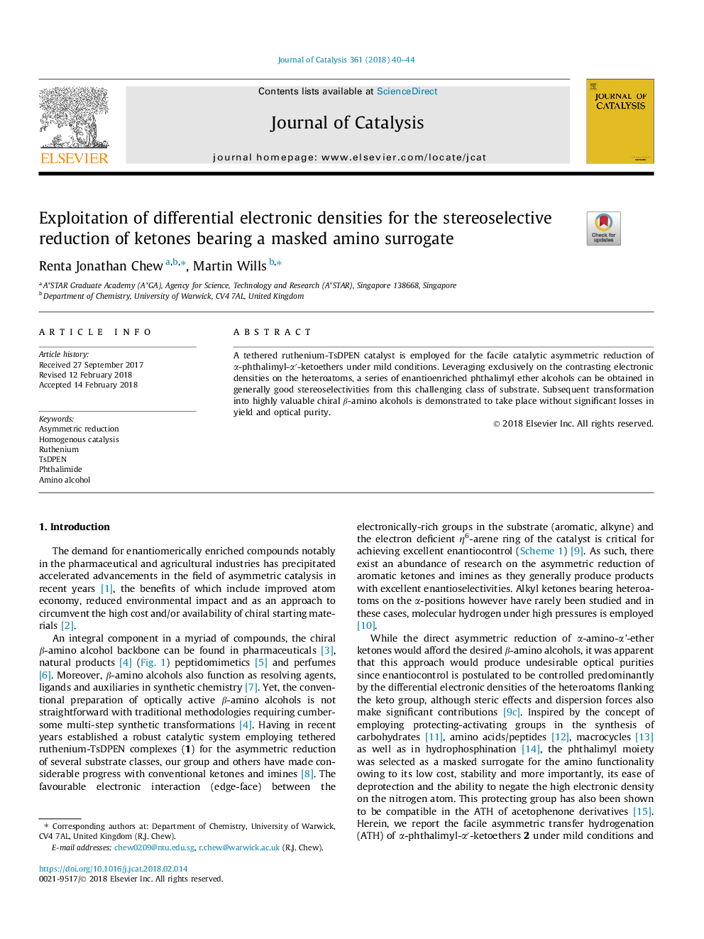 Exploitation of differential electronic densities for the stereoselective reduction of ketones bearing a masked amino surrogate