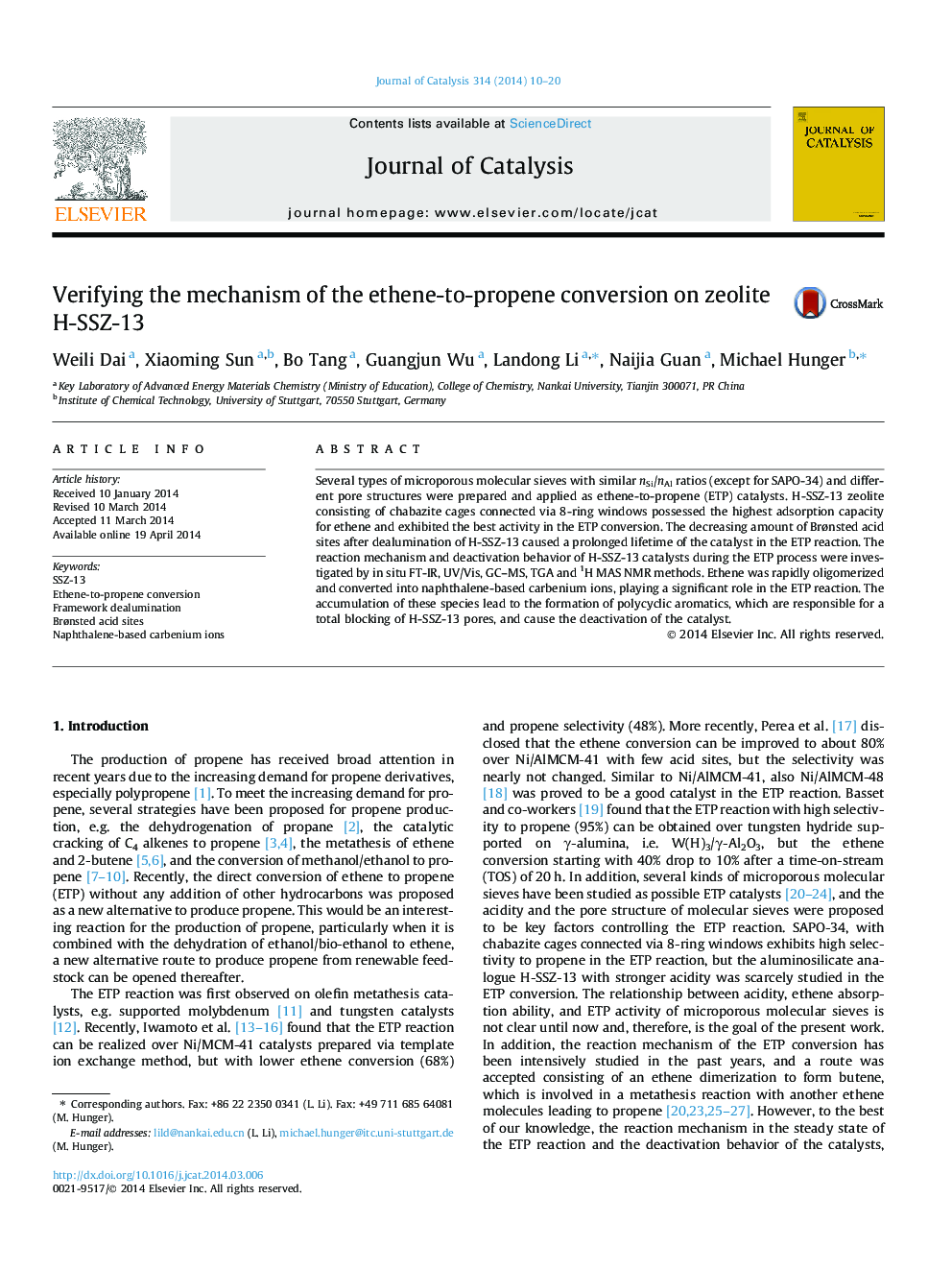 Verifying the mechanism of the ethene-to-propene conversion on zeolite H-SSZ-13