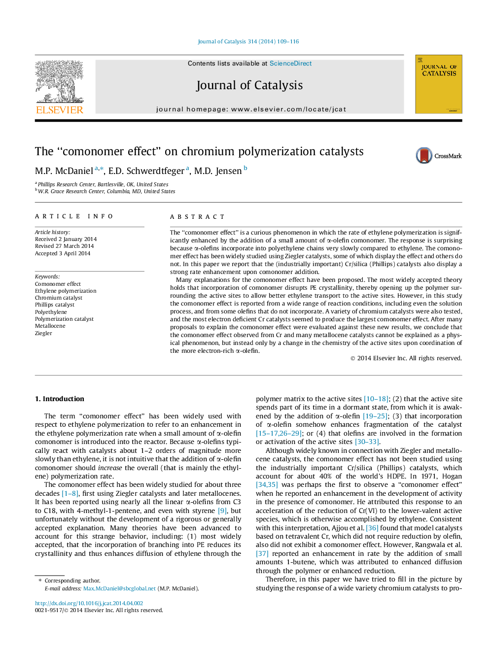 The “comonomer effect” on chromium polymerization catalysts