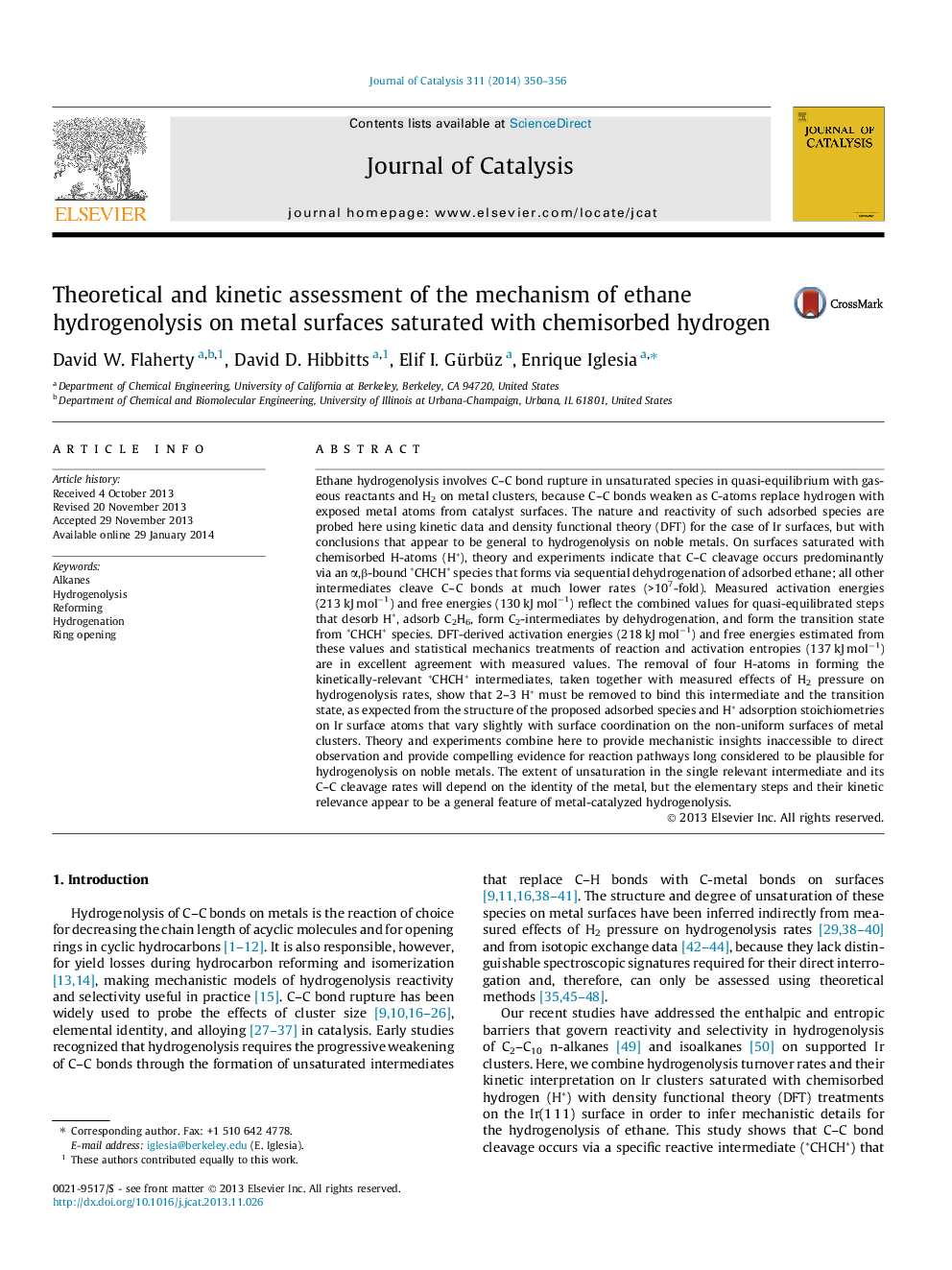 Theoretical and kinetic assessment of the mechanism of ethane hydrogenolysis on metal surfaces saturated with chemisorbed hydrogen