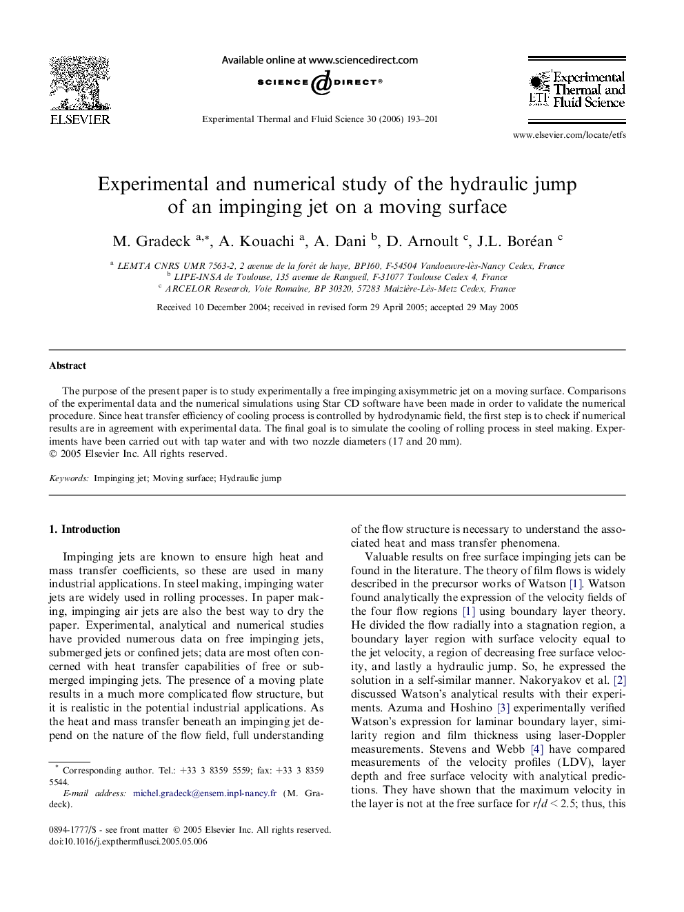 Experimental and numerical study of the hydraulic jump of an impinging jet on a moving surface