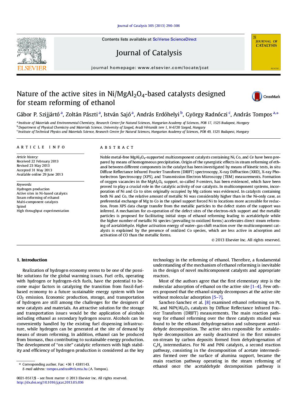 Nature of the active sites in Ni/MgAl2O4-based catalysts designed for steam reforming of ethanol