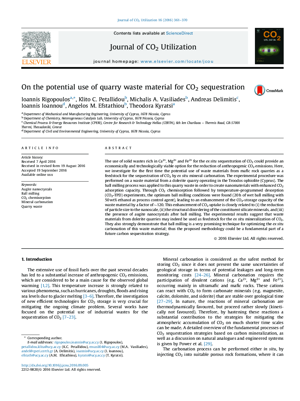 On the potential use of quarry waste material for CO2 sequestration