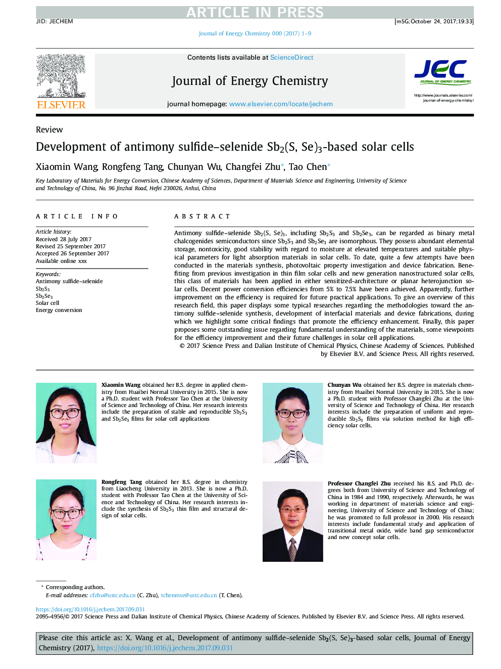 Development of antimony sulfide-selenide Sb2(S, Se)3-based solar cells