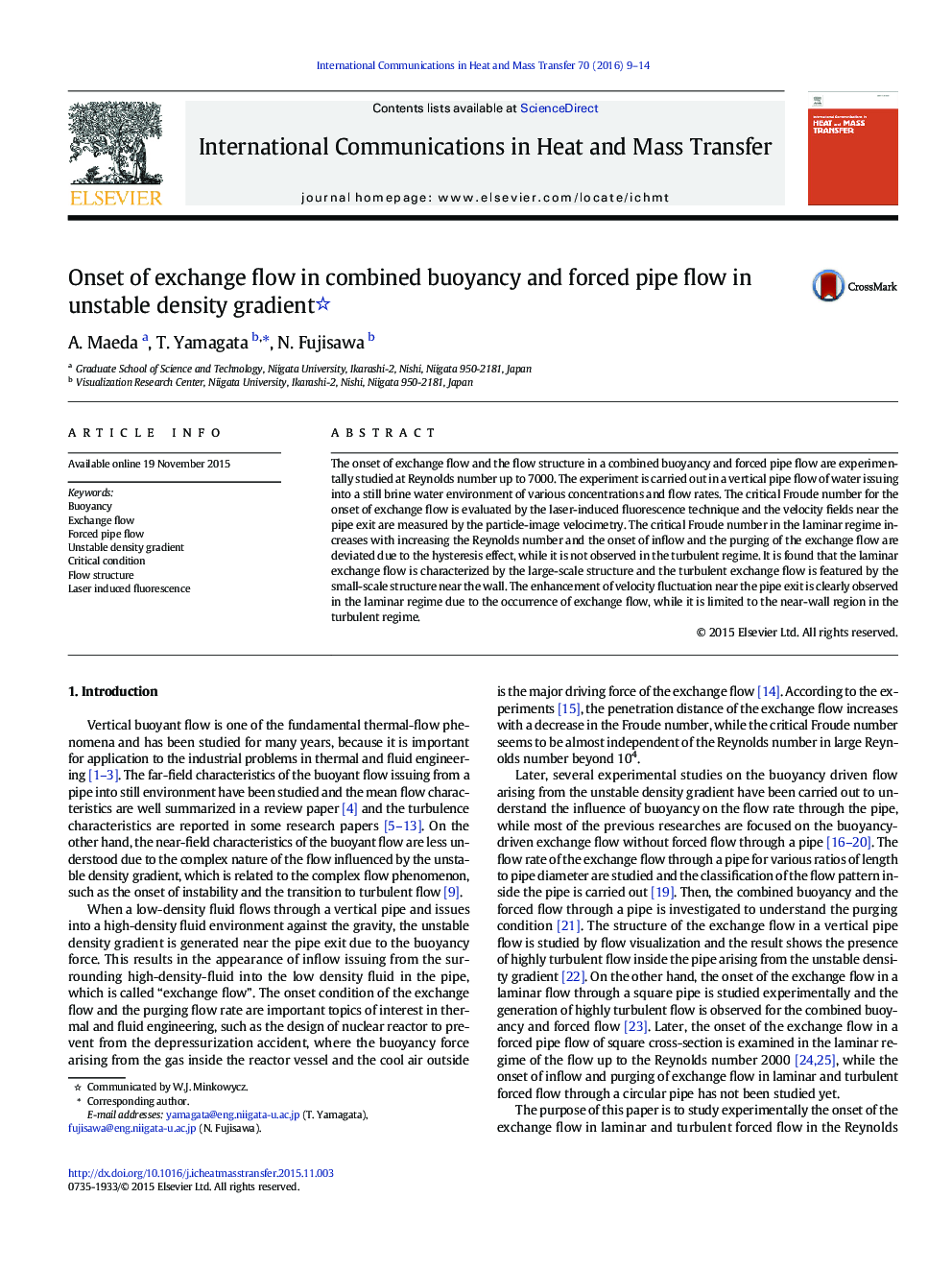 Onset of exchange flow in combined buoyancy and forced pipe flow in unstable density gradient 