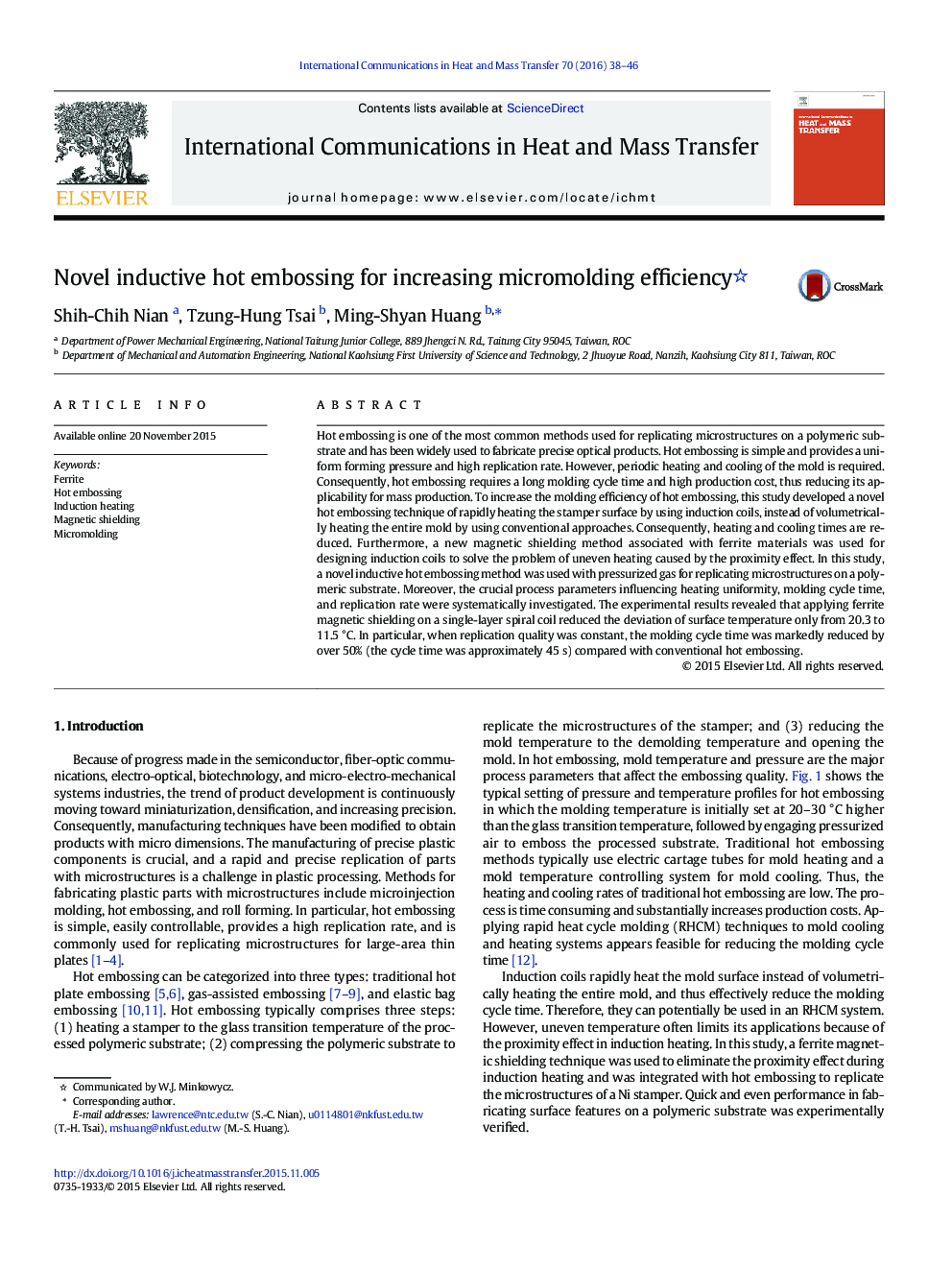 Novel inductive hot embossing for increasing micromolding efficiency 