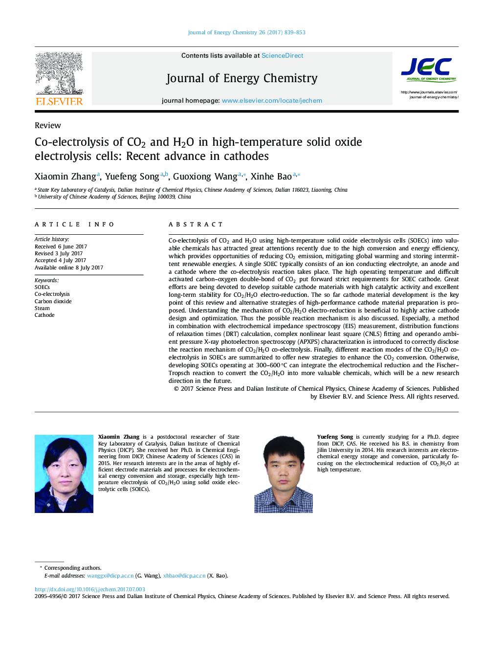 Co-electrolysis of CO2 and H2O in high-temperature solid oxide electrolysis cells: Recent advance in cathodes