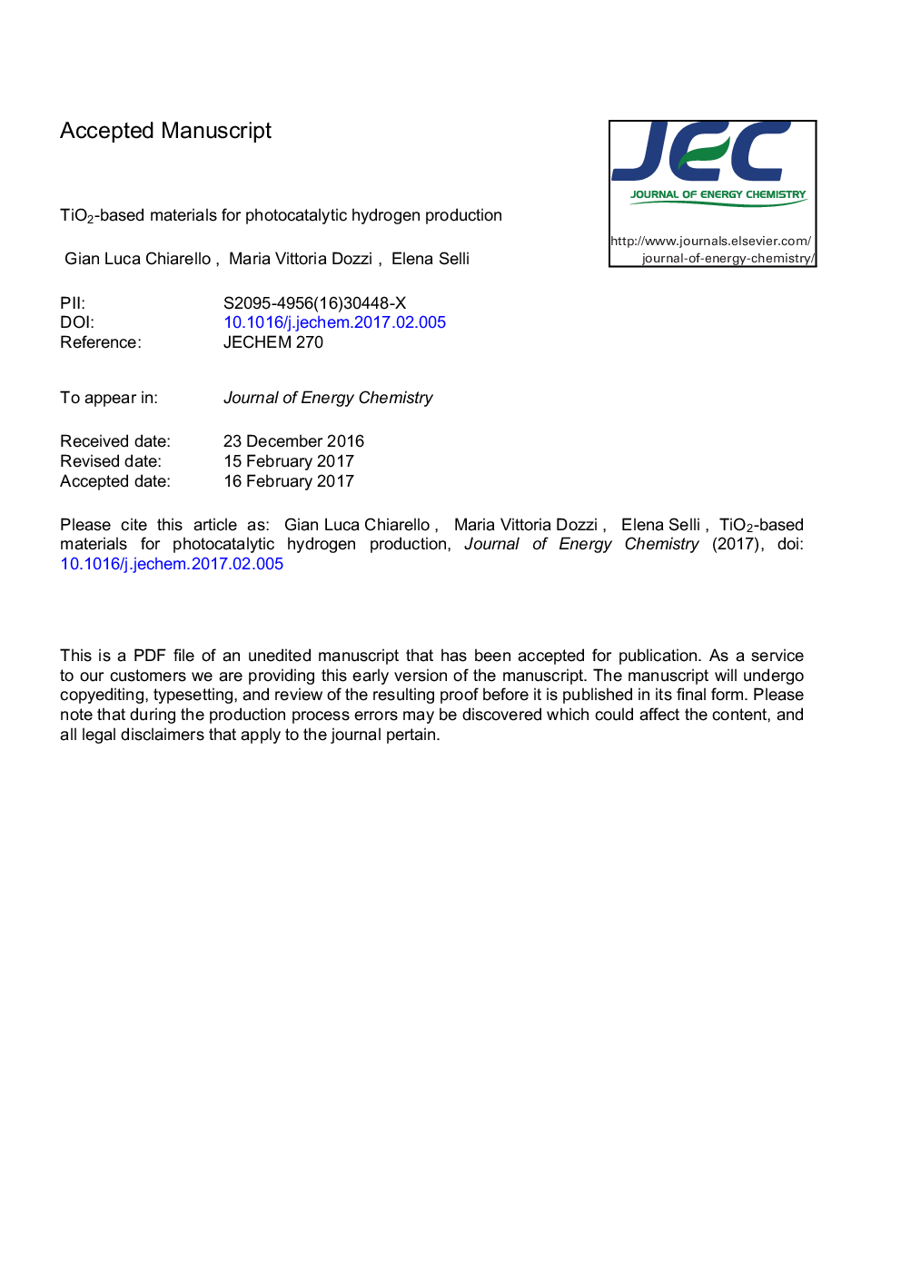 TiO2-based materials for photocatalytic hydrogen production