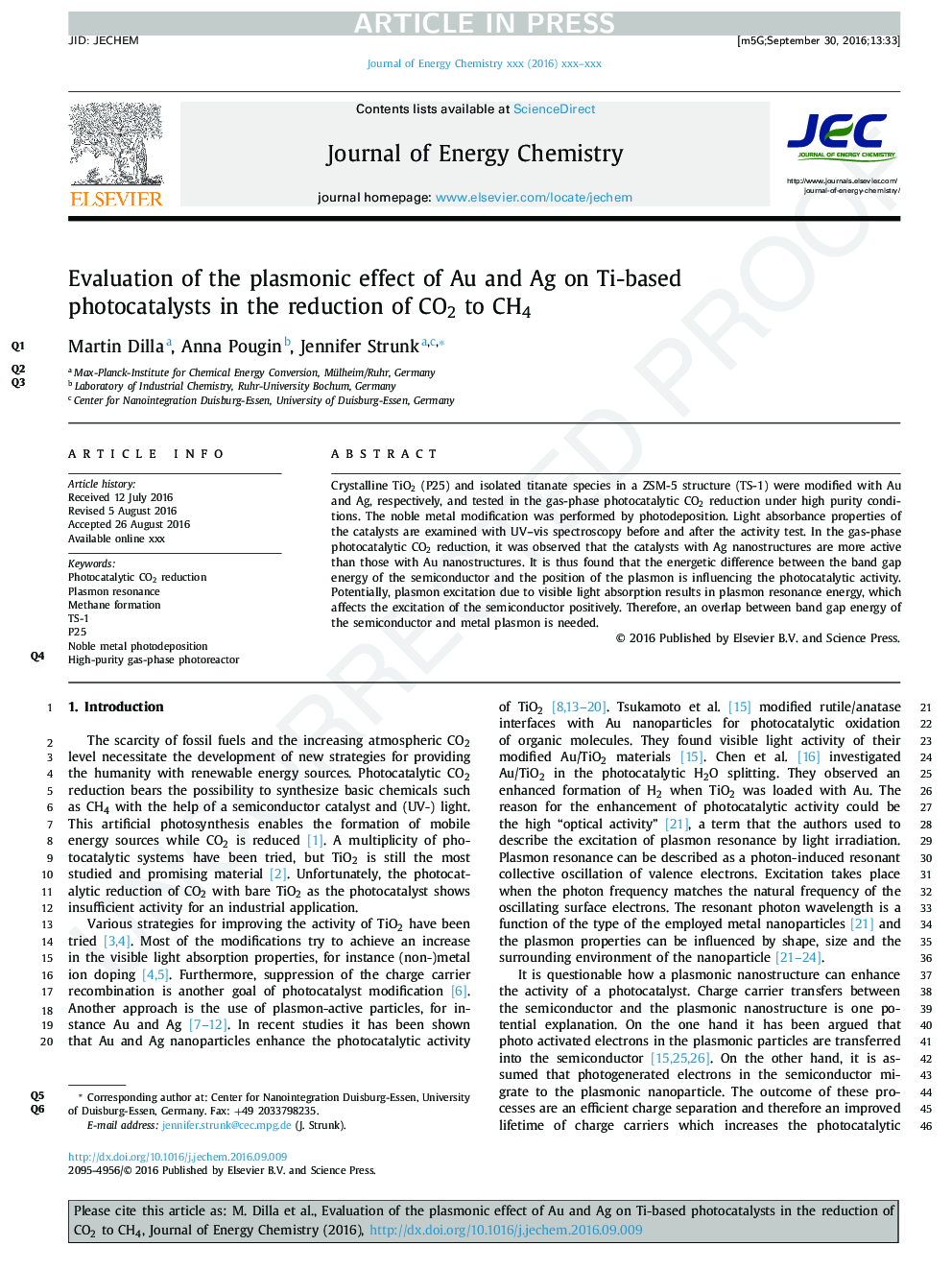 Evaluation of the plasmonic effect of Au and Ag on Ti-based photocatalysts in the reduction of CO2 to CH4